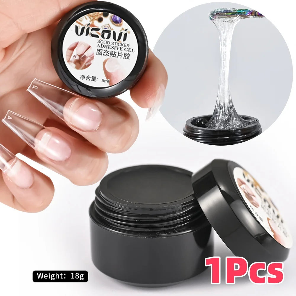 1/2/3Pcs 5ml Solid Nail Gel Glue For Press On False Nail Tips/Sticker Adhesive Nail Gel Bond Rhinestone UV Nail Extension Glue &