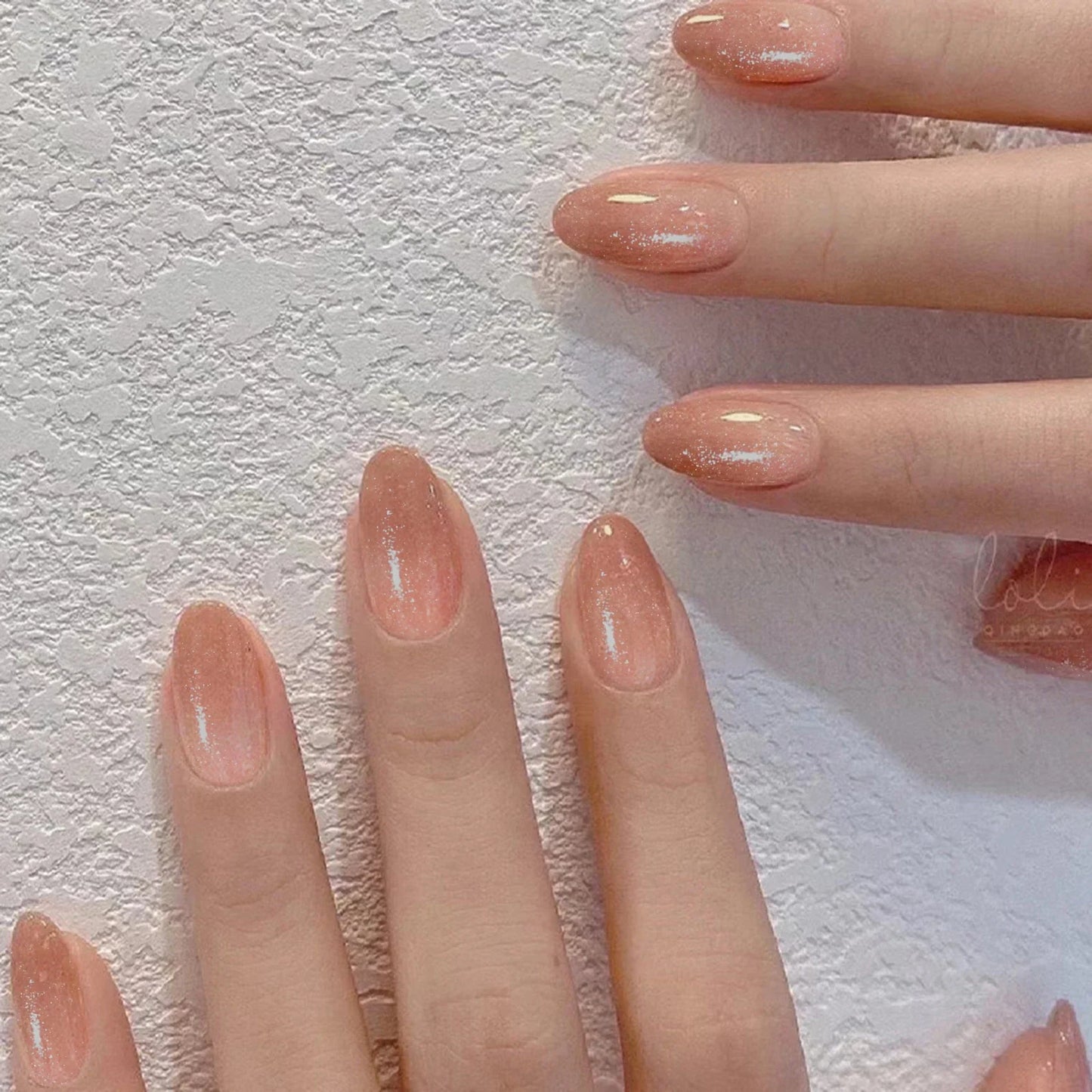 24Pcs Orange Gradient Almond Fake Nails Detachable Simple Pure Color Press On Fake Nails Tips With Glue Long y2k Pink Nails