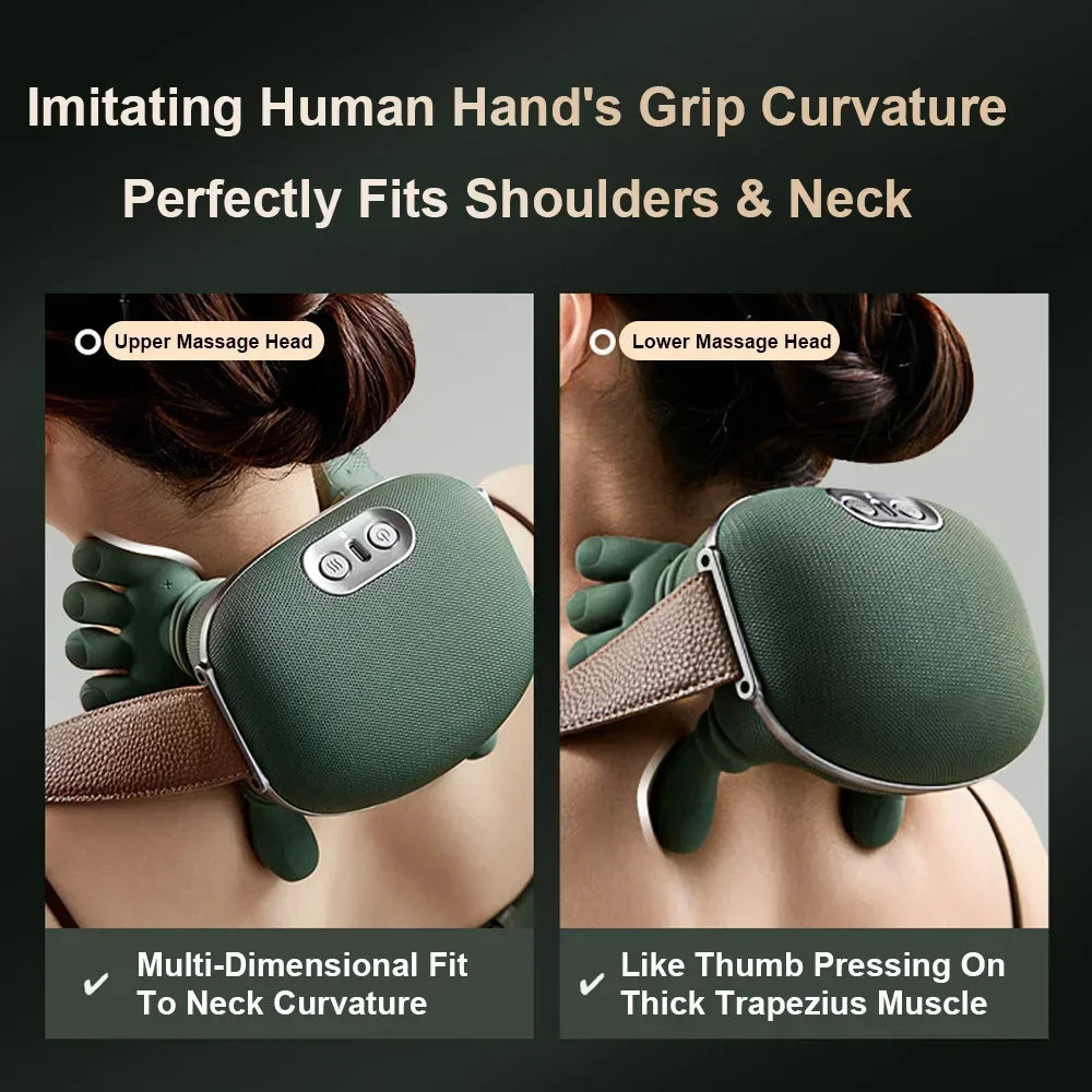 Bionic Thermal Massager Rechargeable Wireless Portable Acupressure Massager Suitable for Neck Back Electric Deep Tissue Massage