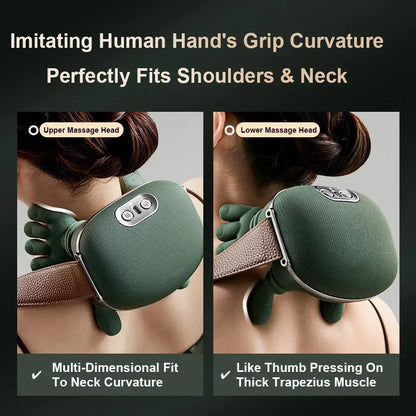 Bionic Thermal Massager Rechargeable Wireless Portable Acupressure Massager Suitable for Neck Back Electric Deep Tissue Massage