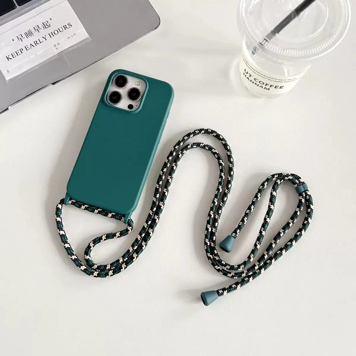 Necklace Strap Cord Crossbody Lanyard Liquid Silicone Case For iPhone 16 Pro 15 14 13 Pro max 12 12mini 7 8 plus
