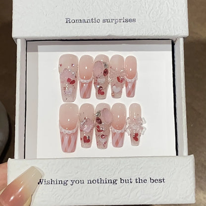 10Pcs French Handmade Press on Nails Candy Color Fake Nails Wearable Stick-on Nails False Nail Uñas Postizas Накладные Ногти 네일팁