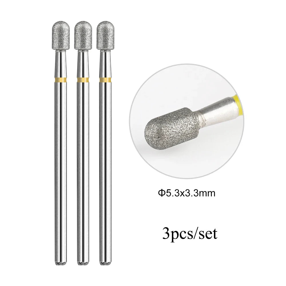 TP 3pcs/set Flame Diamond Nail Drill Bits 3/32'' Russian Electric File Bits Milling Cutter for Manicure Cuticle Remove Nail Tool