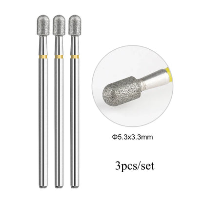 TP 3pcs/set Flame Diamond Nail Drill Bits 3/32'' Russian Electric File Bits Milling Cutter for Manicure Cuticle Remove Nail Tool