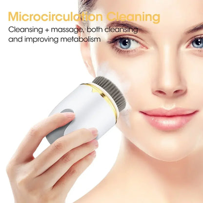 3 in 1 Waterproof Facial Cleansing Brush Device Silicone Deep Cleansing Face Scrubber Exfoliator Cleaner Vibration Massager