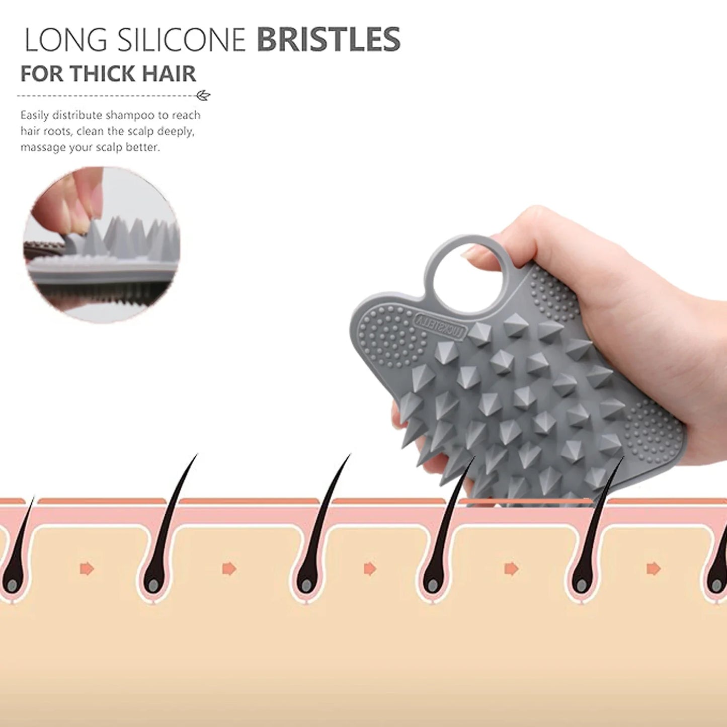Silicone Shampoo Scalp Hair Brush Massager Head Body Scalp Massage Brush Scalp Massage Brush Comb Magic Handle Brush Spa