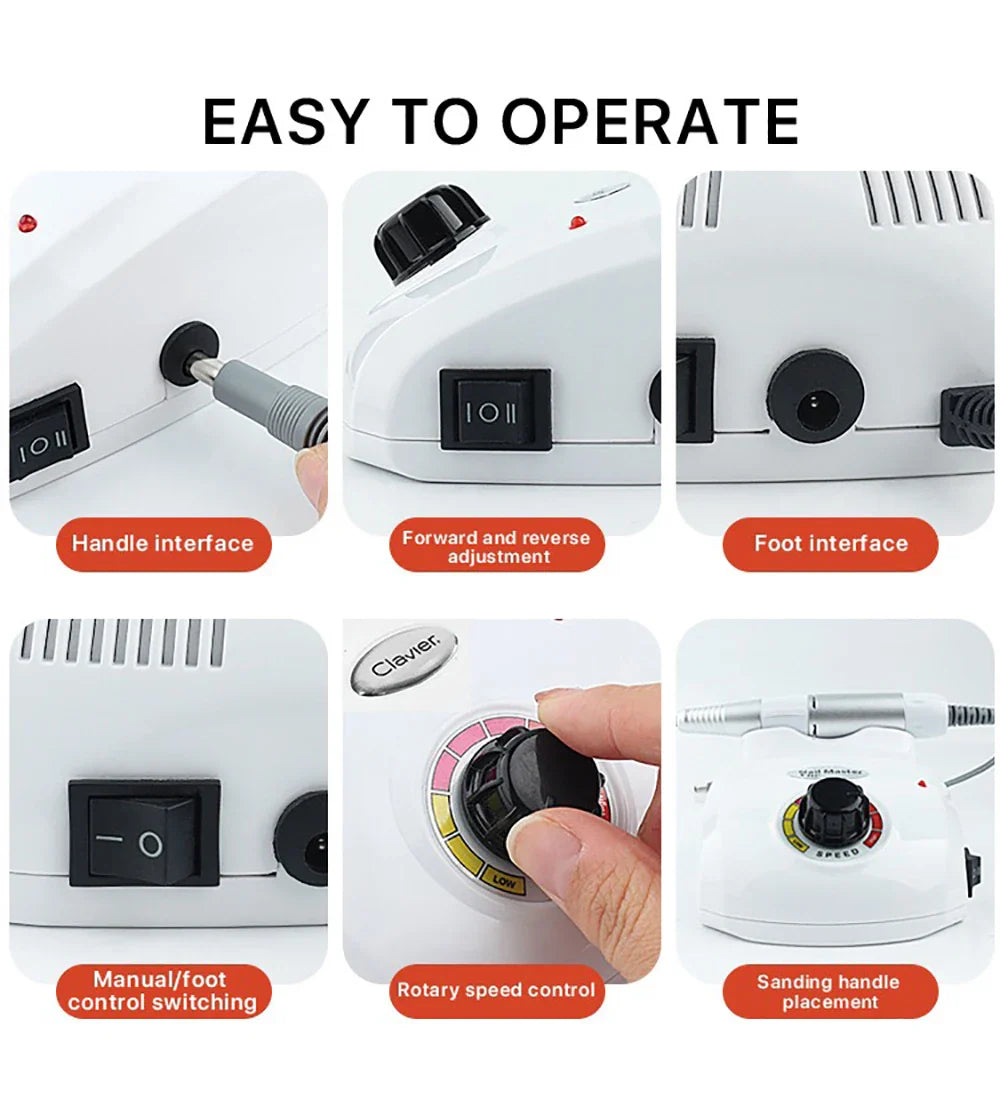 Electric Manicure Mill Cutter 65W Nail Drill Machine Professional Nail Art Tool 35000 RPM Pedicure Grinding Apparatus 208