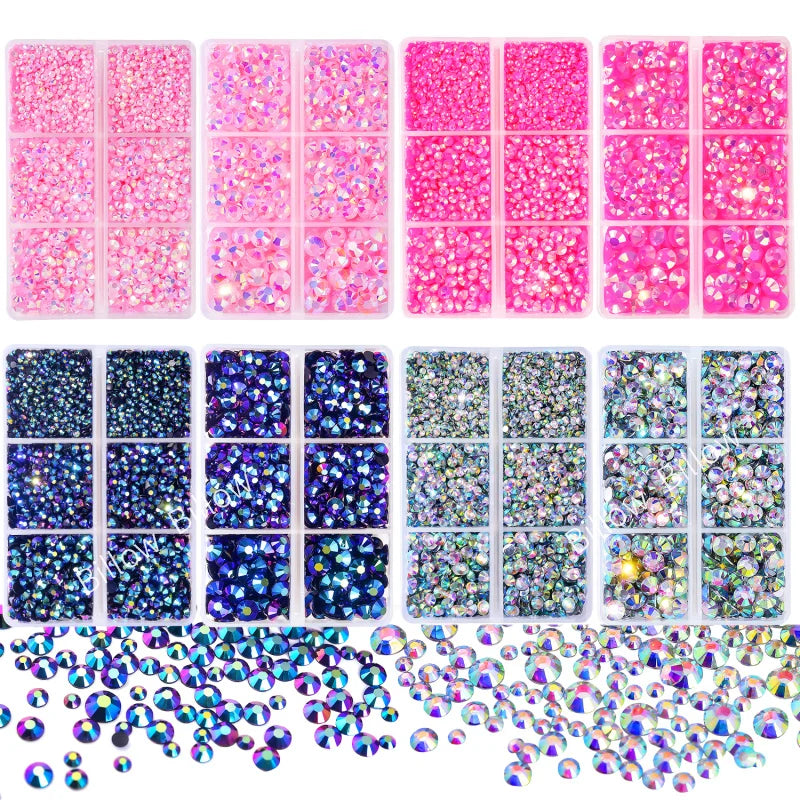 Mix Size Glitter Resin Non Hotfix Rhinestones Box стразы DIY Nails Crystals Strass Diamond for Nail Art vestidos 원피스 elbise Dres