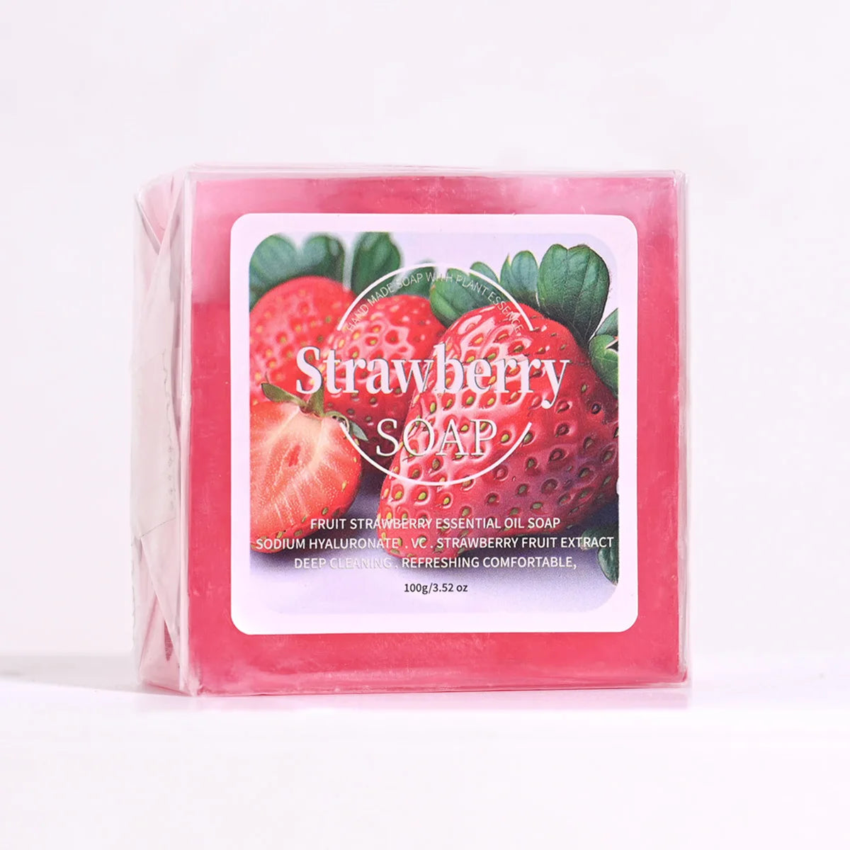 B+Fruit Strawberry Soap Plant Essential Oil Soap Deep Cleansing Handmade Soap for Cleansing and Bathing Portable Soap for Travel