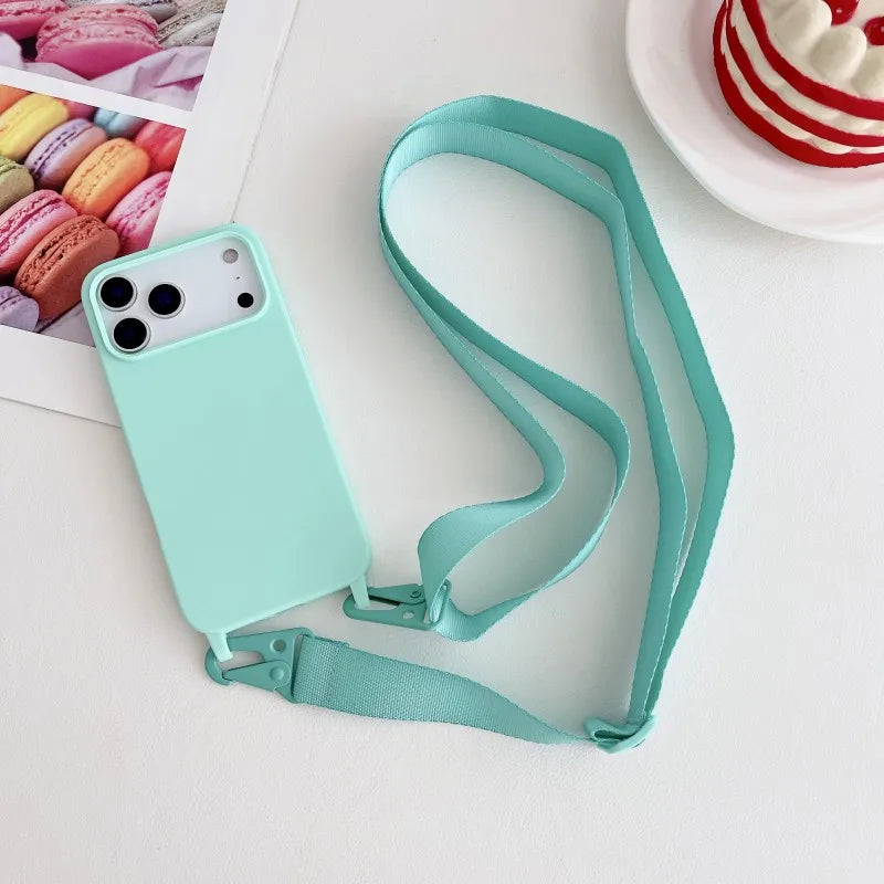 Candy Strap Case For iPhone 17 Pro Max 16E 16 14 15 Plus 13 11 12 Air Crossbody Lanyard Cord Rope Soft Silicone Shockproof Cover