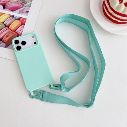 Candy Strap Case For iPhone 17 Pro Max 16E 16 14 15 Plus 13 11 12 Air Crossbody Lanyard Cord Rope Soft Silicone Shockproof Cover