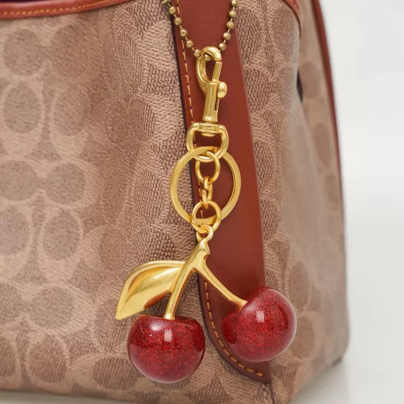 EVISPOL Fashion Red Cherry Keychain Summer Fruits Cherries Pendant Keyring for Women Men Jewelry Bag Accessories Gift
