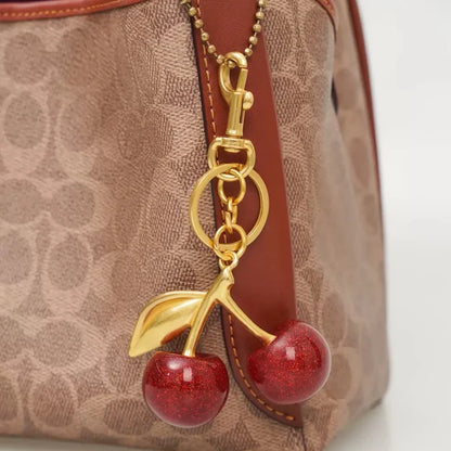 EVISPOL Fashion Red Cherry Keychain Summer Fruits Cherries Pendant Keyring for Women Men Jewelry Bag Accessories Gift