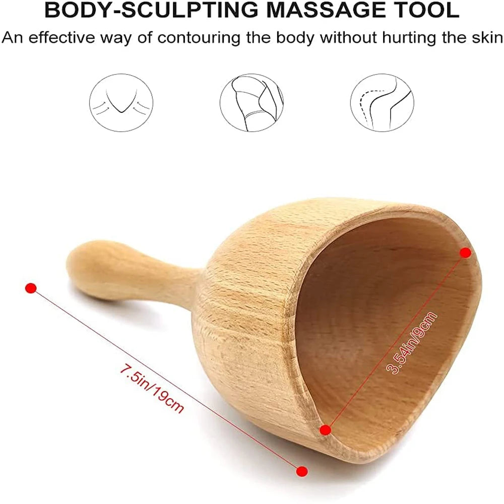 Wooden Handheld Massage Cup,Wooden Swedish Cup, Lymphatic Drainage Massage Tool,for Body Sculpting Anti-Cellulite Gua Sha