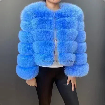 Women's Fashion faux fur coat super hot Autumn Winter women short Faux fox fur fluffy jacket high quality 5xl Ladies furry coats