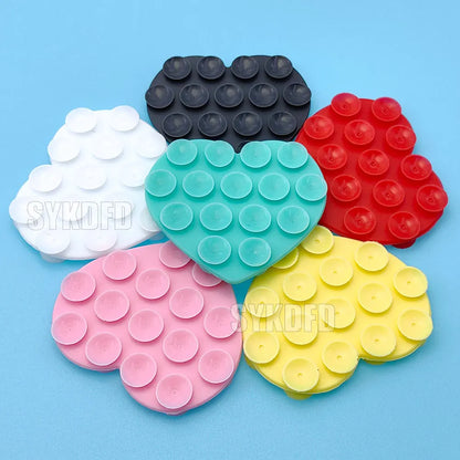 1Pcs Heart-shape Sucker Support Silicone Sucker Strong Adsorption Mobile Phone Fixed Pad Hand-Free Washable Suction Cup Bracket