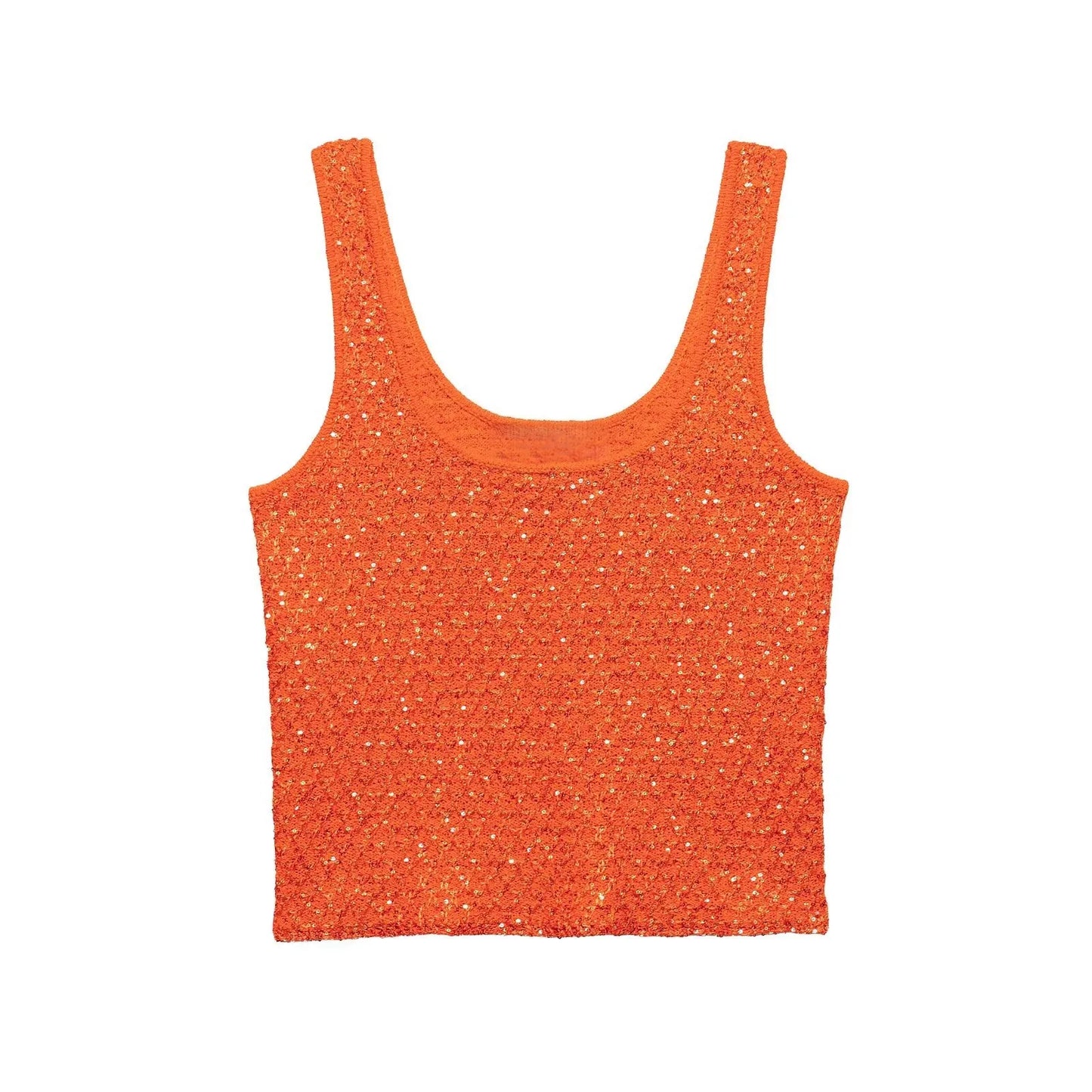 UNIZERA Fashion Temperament Sequin Knitted Jacket + Knitted Camisole Top Women's Clothing 2025 Summer New Products Set