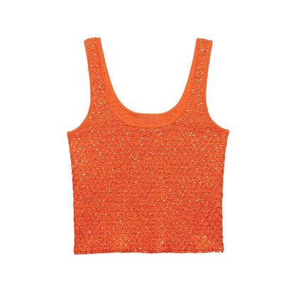 UNIZERA Fashion Temperament Sequin Knitted Jacket + Knitted Camisole Top Women's Clothing 2025 Summer New Products Set