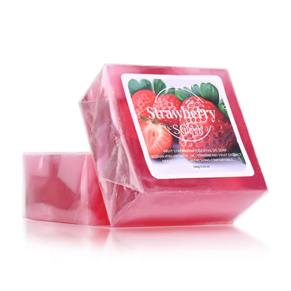 B+Fruit Strawberry Soap Plant Essential Oil Soap Deep Cleansing Handmade Soap for Cleansing and Bathing Portable Soap for Travel