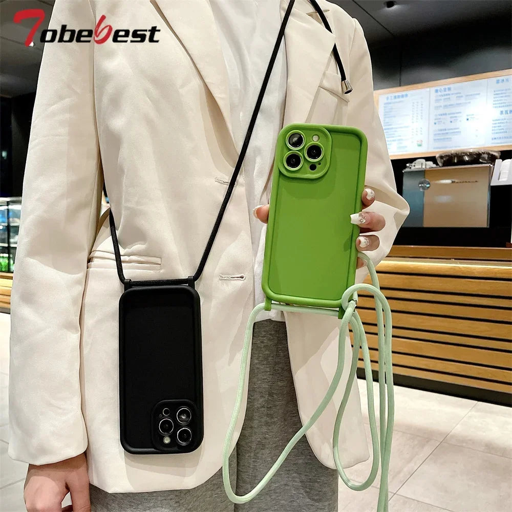 Crossbody Adjustable Lanyard Strap Rope Case For Xiaomi Redmi 14C Note 14 Pro Plus 4G 5G POCO X7Pro Silicone Cover