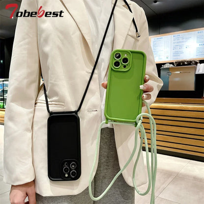 Crossbody Adjustable Lanyard Strap Rope Case For Xiaomi Redmi 14C Note 14 Pro Plus 4G 5G POCO X7Pro Silicone Cover