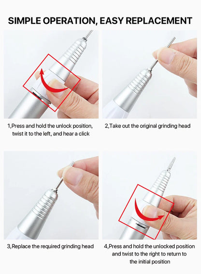 Electric Manicure Mill Cutter 65W Nail Drill Machine Professional Nail Art Tool 35000 RPM Pedicure Grinding Apparatus 208