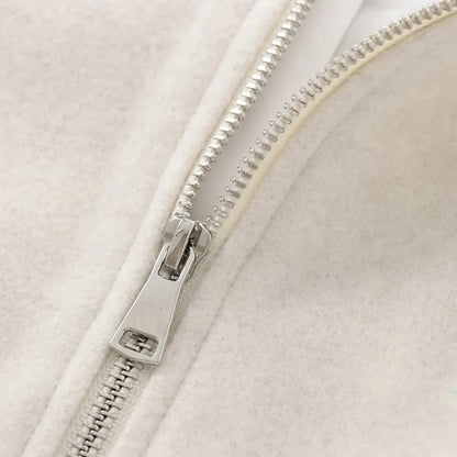 TRAF Beige Cropped Jacket Outerwears Women's 2024 Autumn Winter Wool&Blend Short Bomber Varsity Jacket Fashion Casual Grey Coat