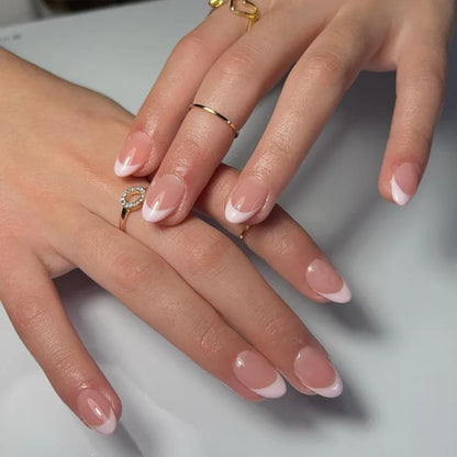 White French Press on Nails 3D Bowknot Fake Nails Tips Full Cover Wearable False Nails for Women and Girls DIY Manicure 24Pcs