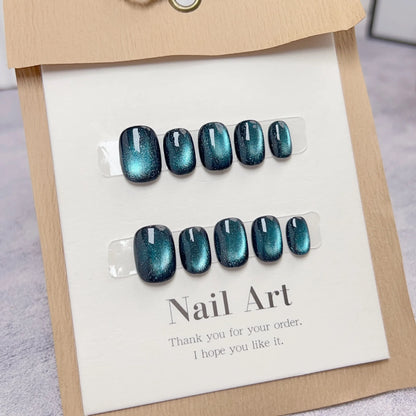 10pcs Love Cat Eye Handmade Press on Nails Simple Fake Nails False Nails Short Artificial Nail Накладные Ногти Uñas Postizas 네일팁