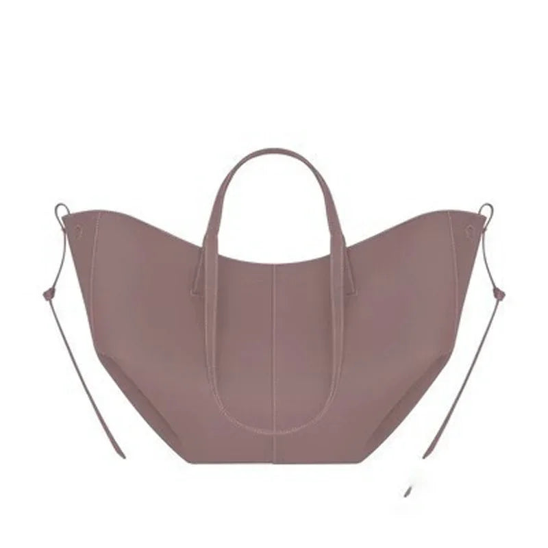 Y2K - French Luxury Large Capacity Women's Handbag, Leather Pleated Wing Bag, One Shoulder Underarm Handbag