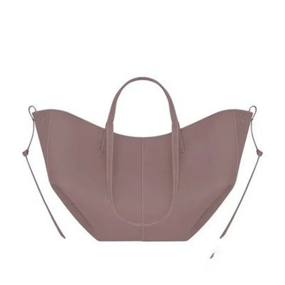 Y2K - French Luxury Large Capacity Women's Handbag, Leather Pleated Wing Bag, One Shoulder Underarm Handbag