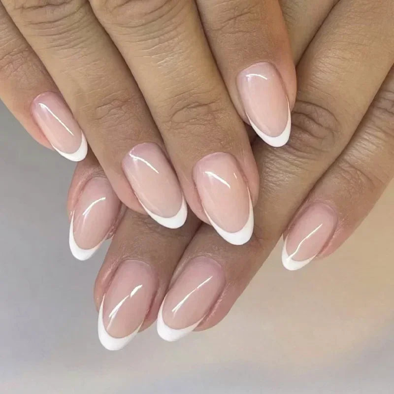 Silver Glitter Powder White Simple Red Lips Gold Almond Fake Nails Art False Nails Charms Tip Punk Press on Nails Manicure Tools