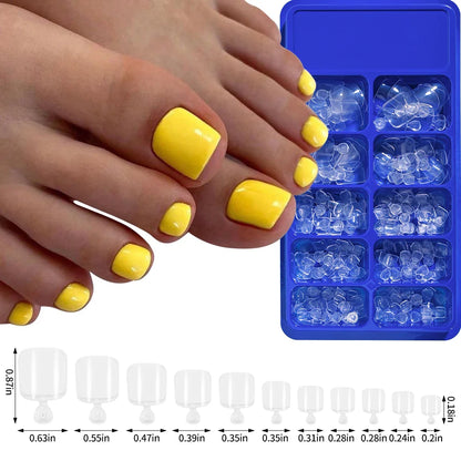 100/120pcs False Toenails French Short Square Full Cover Fake Toe Nails Acrylic Pink Clear White Press on Toenails For Women