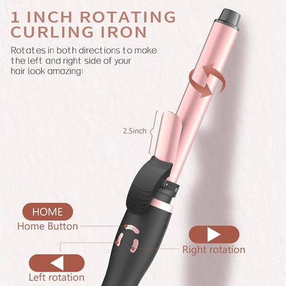 Rotating Curling Iron Automatic Curling Wand with 12 Temperature & Memory Mode Perfect for Beach Waves