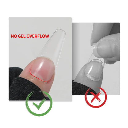 Nailpop Nail Tips and Glue Gel Nail Kit Fast Nail Extension Set with Soft Gel UV Lamp 600Pcs Semi Matte Nails and Files Tools