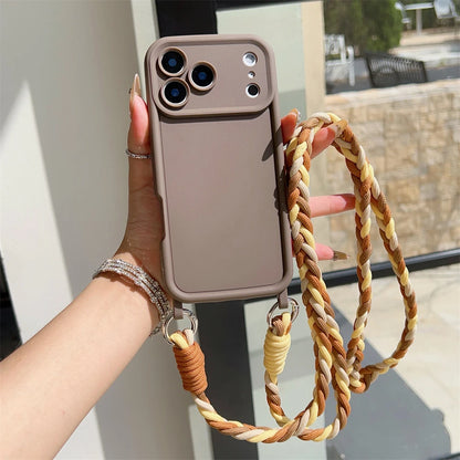 Crossbody Cord Rope Lanyard Necklace Case For iPhone 17 16 14 11 12 13 15 Pro Max Plus Air XS XR Shockproof Soft Silicone Cover