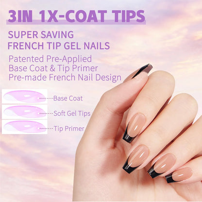 150Pcs/Box French False Nails Scarless Removable Coffin Almond Fake Nail Artificial Acrylic Patches Reusable Press On Nail Tips
