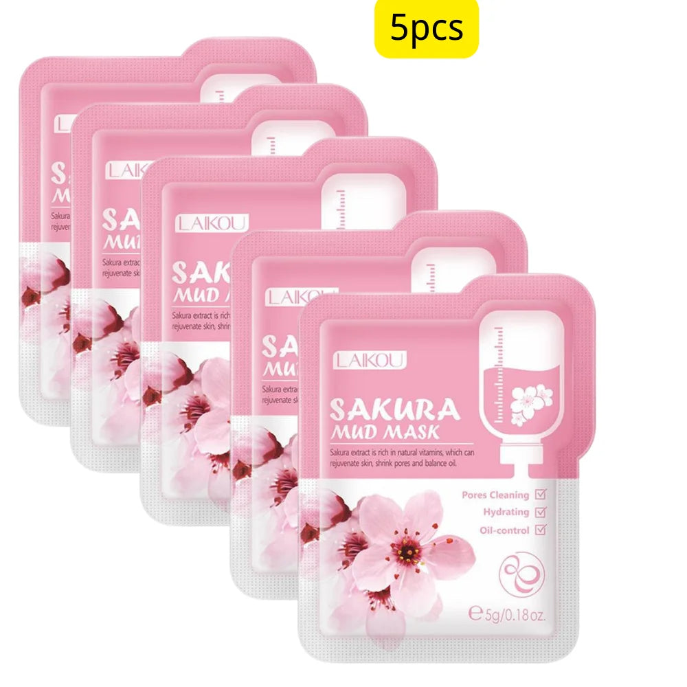 1/5/10 PCS Sakura Mud Mask Nourishing Deep Cleansing Korean SkinCare Product Hydrating Moisturing Skin Conditioning Brightening