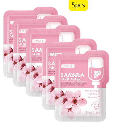 1/5/10 PCS Sakura Mud Mask Nourishing Deep Cleansing Korean SkinCare Product Hydrating Moisturing Skin Conditioning Brightening