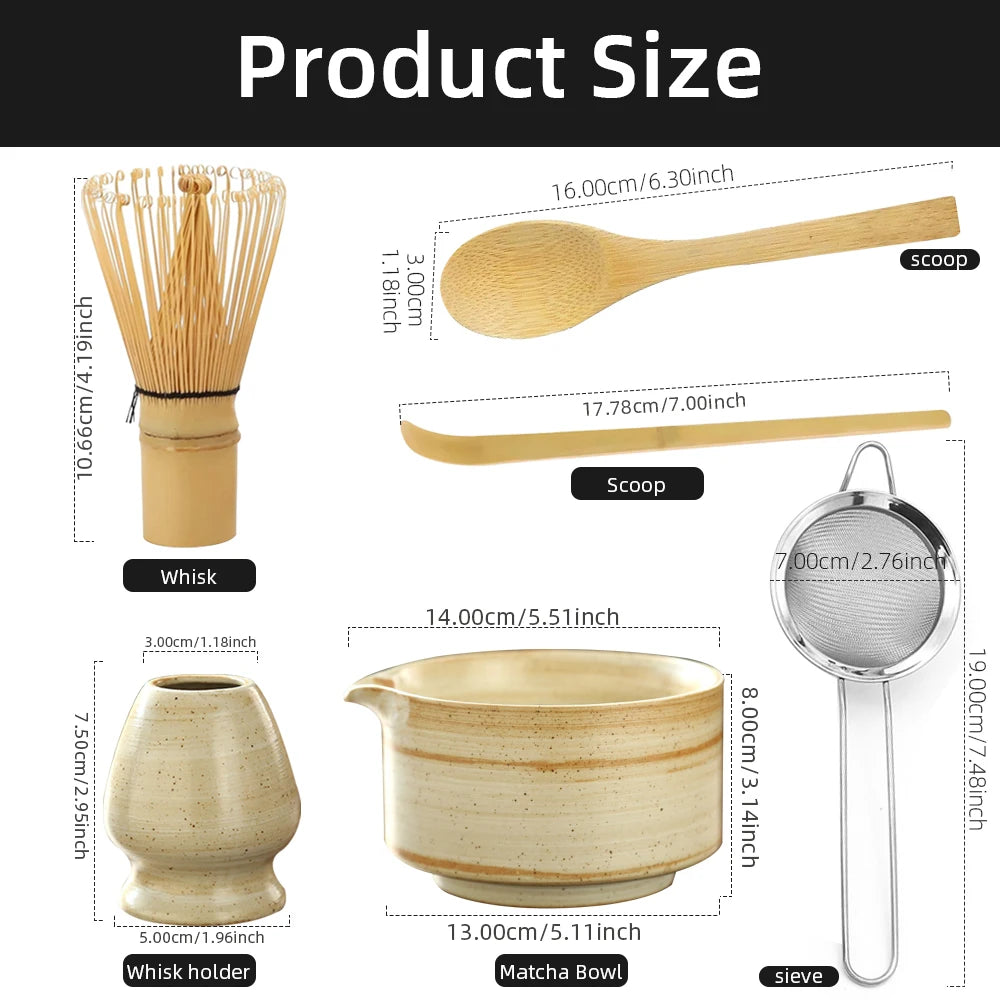 6PCS Japanese Matcha Tea Set Safe Bamboo Whisk Teaspoon Tea Sets Indoor Beverage Shop Tea-making Tools Accessories
