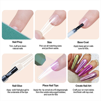 550pcs Soft Gel Nail Tips False Nails Tip Semi-matte Fingertip French Coffin Almond Capsules Full Cover Nails Extension Tools