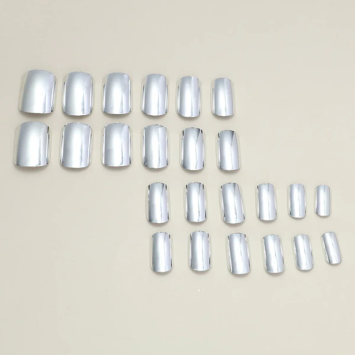 24pcs/set short fake nails metallic red black rose green blue silver golden square tips mirror effect press on false nail art