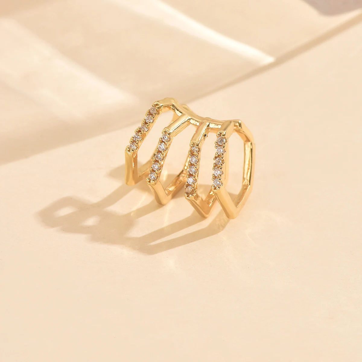 3 Pcs Zircon Korean Wave Multilayer Geometry Ear Cuff Clip on Earrings For Women Without Piercing Non-pierced Jewelry Hot