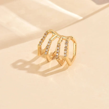 3 Pcs Zircon Korean Wave Multilayer Geometry Ear Cuff Clip on Earrings For Women Without Piercing Non-pierced Jewelry Hot