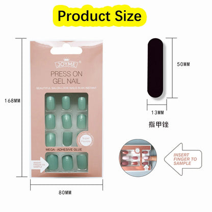 20Styles Solid Color Square Head False Nail Tip Wearable Fake Nails Artificial Nail Tips Full Cover Press On Nails Manicure Tool