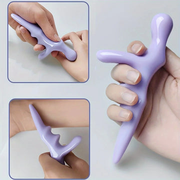 Purple T-Acupressure Massager Thumb Finger Press Trigger Point Relief Fatigue Full Body Deep Hand Held Reflexology Tool Relaxed