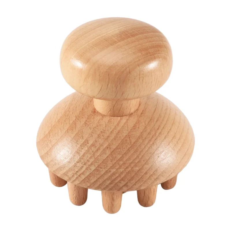 AA20-Wood Mushroom Shape Therapy Massage Tool Massager Anti Cellulite Fascia Massage Roller For Full Body Muscle Pain Relief
