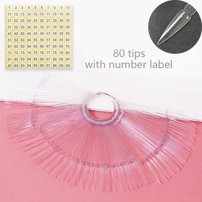 Nail Display Sticks Nail Swatch False Nail Tips Nail Gel Polish Practice Clear Natural Colors Display Board for Nail Art Tools