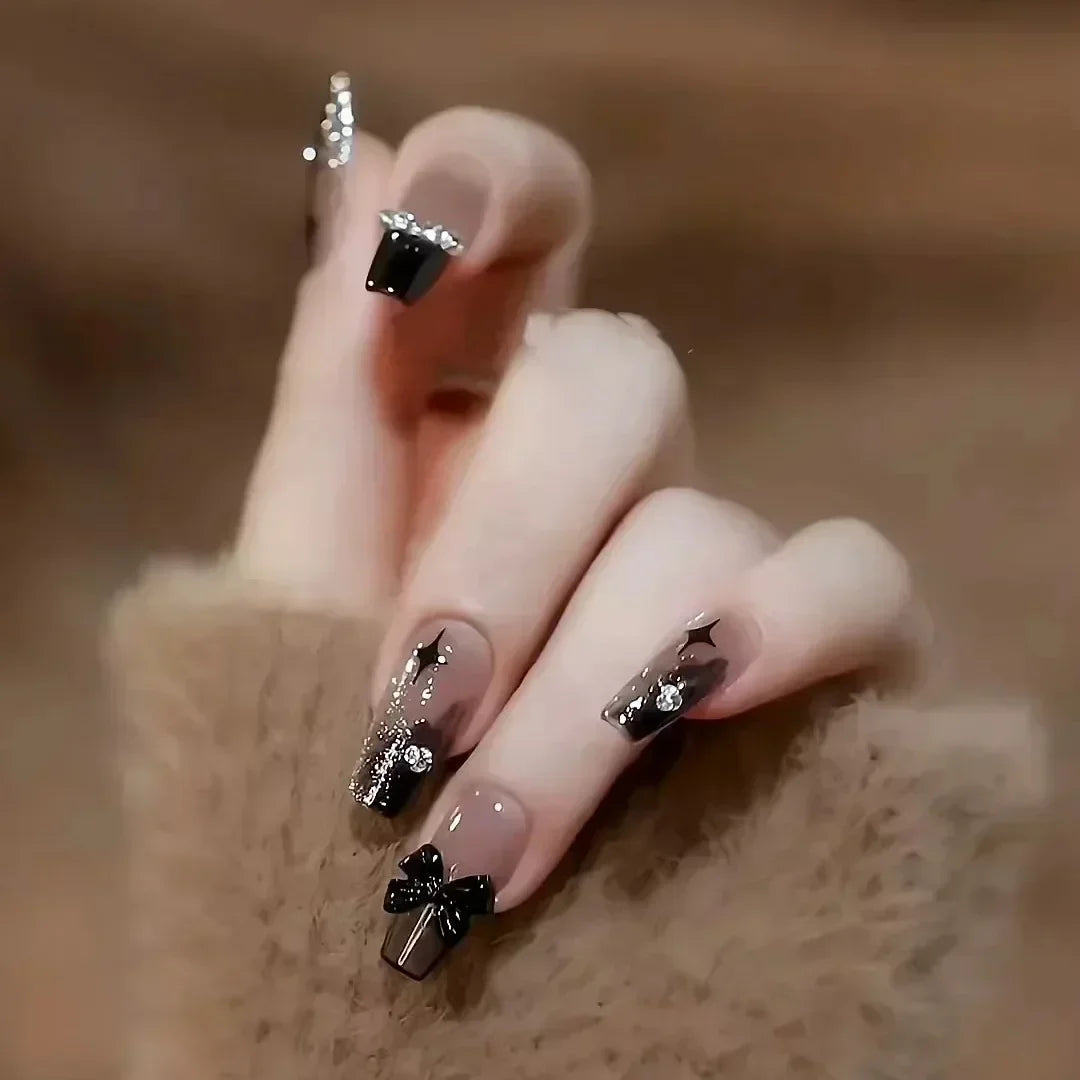 24Pcs Short Ballerina False Nail Tips with Pearl Detachable French Fake Nails Pink Cute Full Cover Press on Nails Manicure Tools