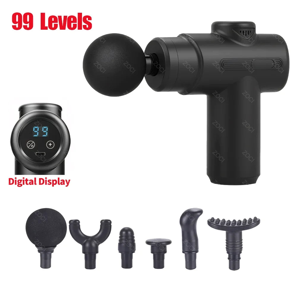 Mini 99 Levels Fascia Gun Handheld Portable Massage Gun Vibration Digital Display Muscle Massager Deep Tissue Massager for Body
